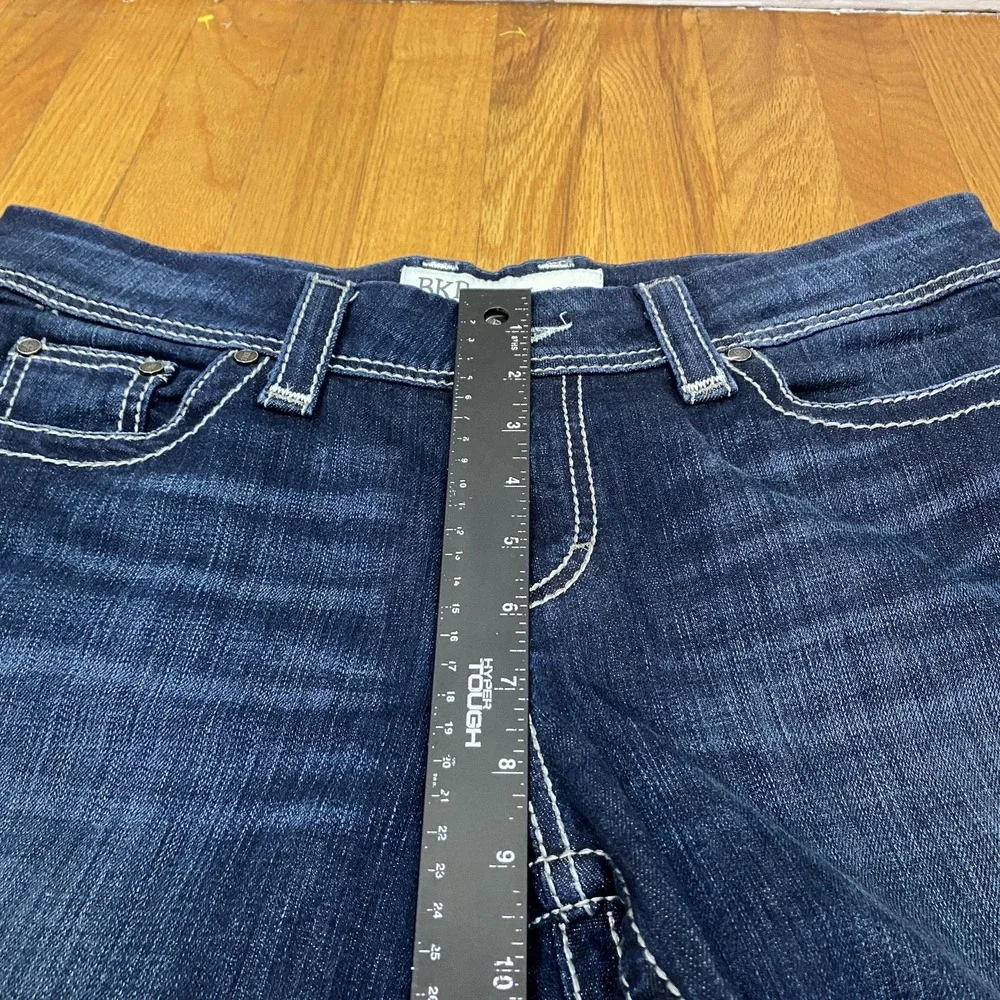 BKE Denim Harper Jeans Womens 30 Blue Dark‎ Wash Crop Contrast Stitch Stretch